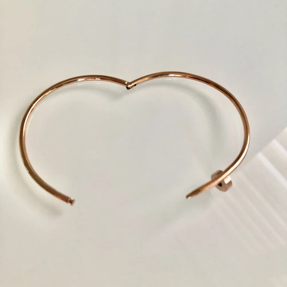 Rose Gold Small Model Nail Bracelet - Picture 4 of 9